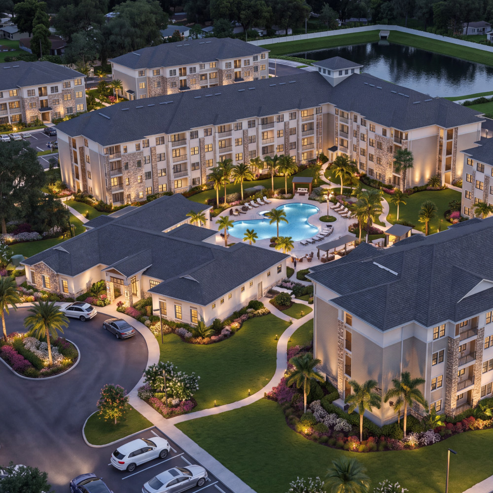 A wide property rendering of Sentosa Riverview in Riverview, Florida, - a project by Equity Resources.